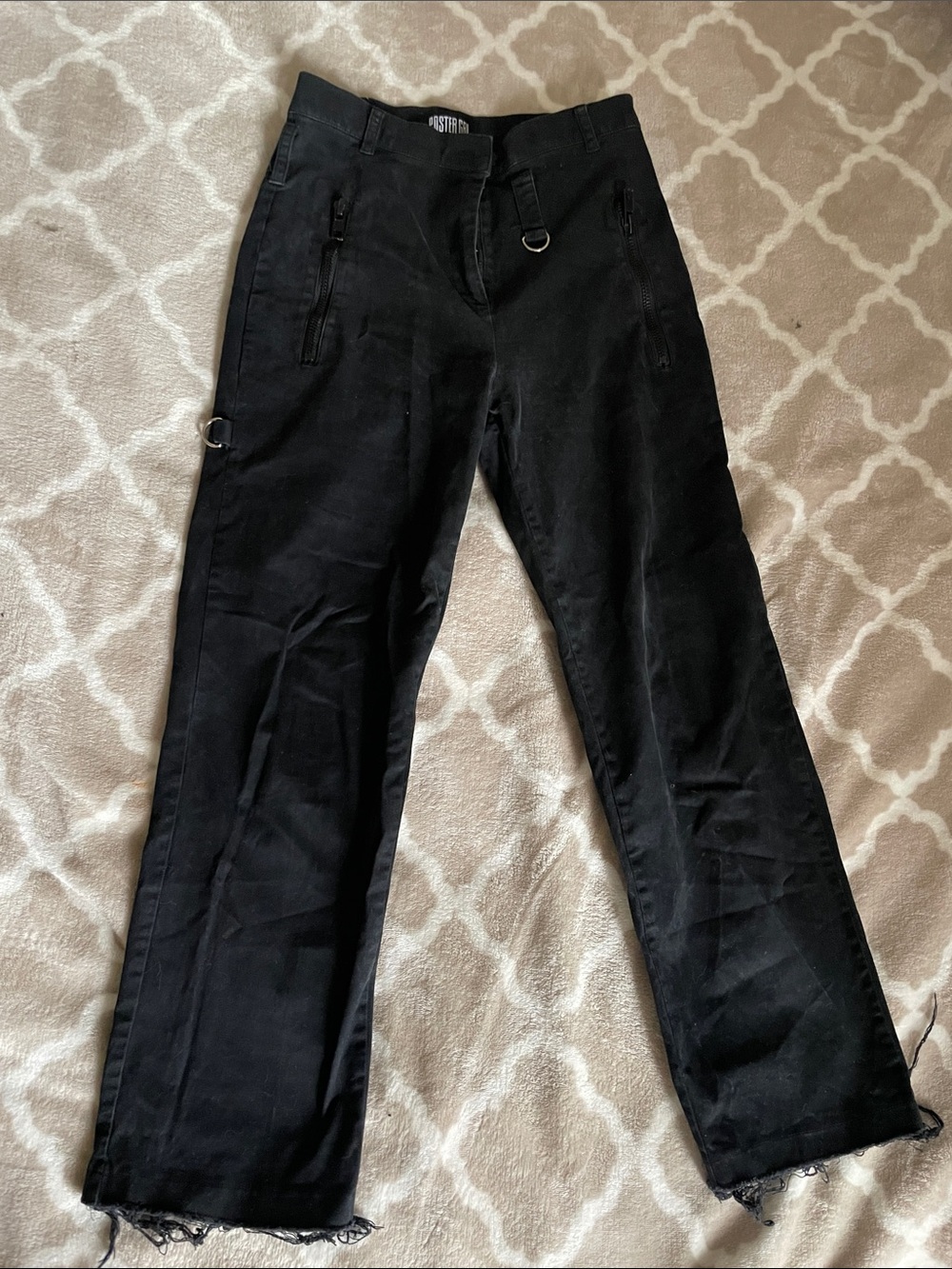Dolls Kill Black Straight-Leg Cargo Jeans with D-Ring Accents